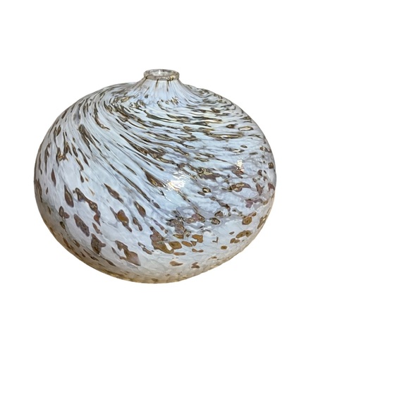 Hand blown glass  glass art decor hand crafted glass white gold - Picture 4 of 8